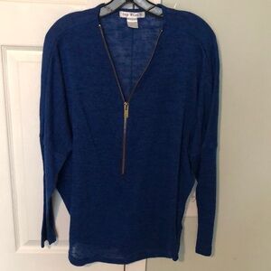 Blue Zippered Women's Sweater